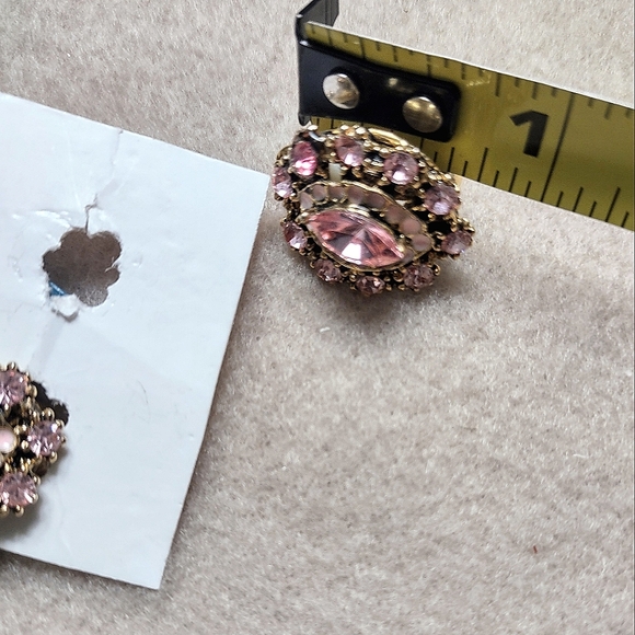 Pink Crystal Clip Earrings - Picture 9 of 12